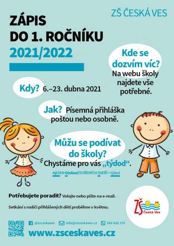 Zápis do 1. ročníku základní školy 2021/2022